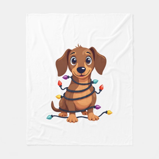Cobertor De Velo Luzes de Dachshund de Natal (Frente)