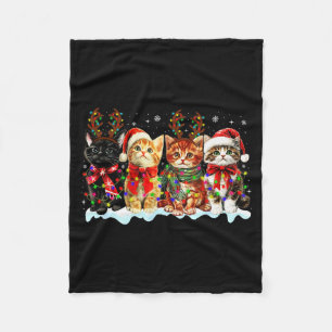 Cobertor De Velo Luzes de Natal de Gato Rena Santa Amante de Gato N