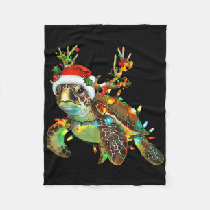 Cobertor De Velo Luzes de Natal de Tartaruga Marinha Chapéu de Papa
