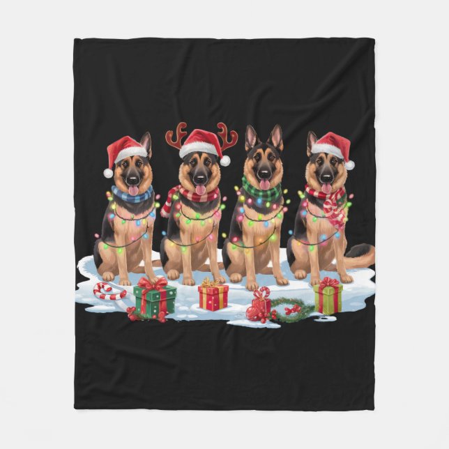 Cobertor De Velo Luzes de Natal do german shepherd - Design Adoráve (Frente)