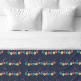 Cobertor De Velo Luzes de Natal Folha Azul Escuro