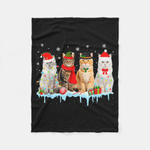 Cobertor De Velo Luzes de Natal Gato Engraçado Rena Papai Noel Kit 