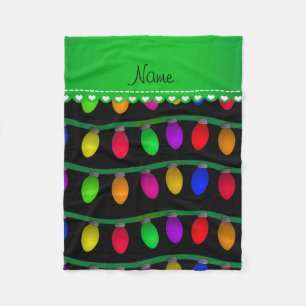 Cobertor De Velo Luzes de Natal pretas conhecidas personalizadas