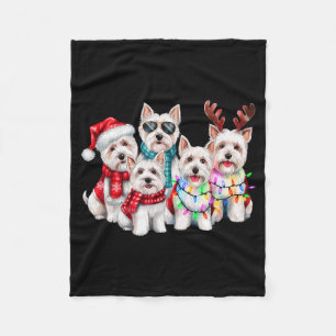 Cobertor De Velo Luzes de Natal Rena Westie Amante de Cães Xmas Cam