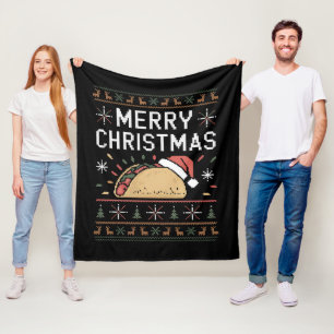 Cobertor De Velo Luzes de Suéter de Natal Feio Santa Taco Natal