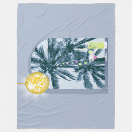 Cobertor De Velo Luzes do Partido Cocktails Palmas de Disco em Azul