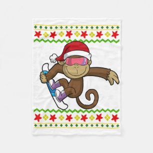 Cobertor De Velo Macaco de Natal Feio Snowboard Snowboard Snowb