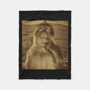Cobertor De Velo Macaco Pensativo Meme Vintage Retro
