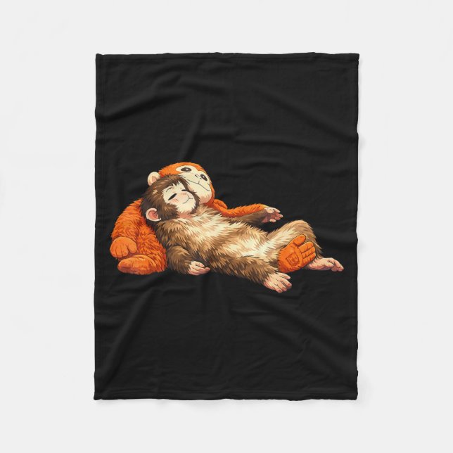 Cobertor De Velo Macaco punching bebê fofo animal engraçado  (Frente)