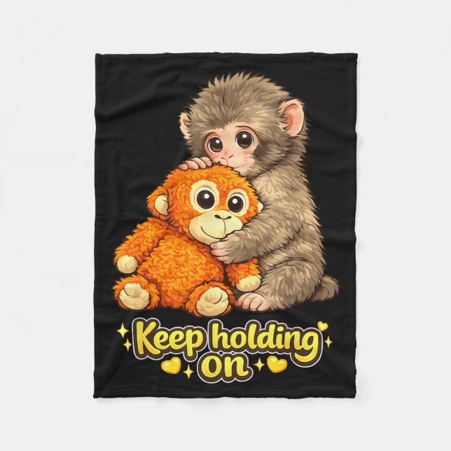 Cobertor De Velo Macaco punching com urso de pelúcia continua abraç (Frente)