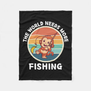 Cobertor De Velo Macaco Vintage Cute O Mundo Precisa De Mais Pesca 