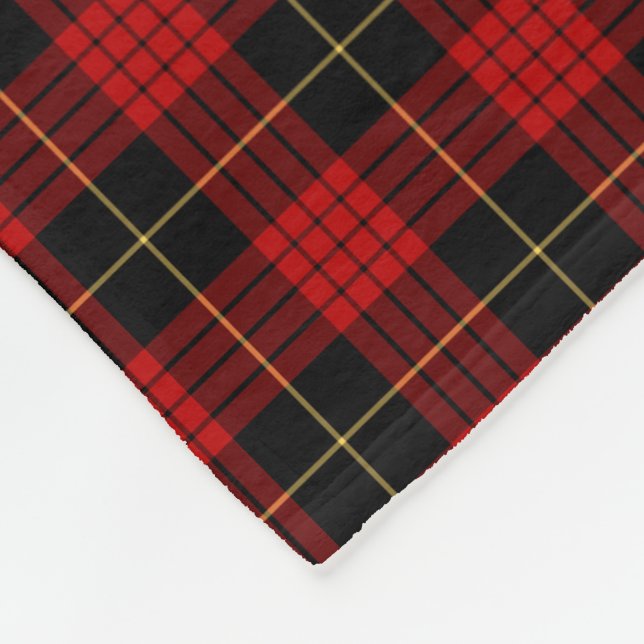 Cobertor De Velo MacQueen Clan Red e Black Tartan (Quina)