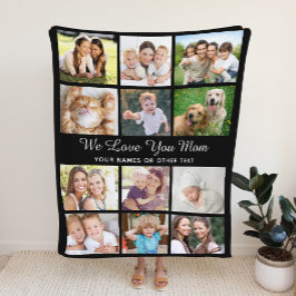 Cobertor De Velo Mãe 12 Colagem de Fotos Preta