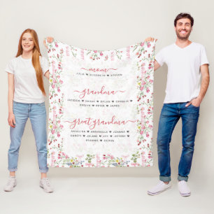 Cobertor De Velo Mãe Avó & Bisavó Com Nomes Florais