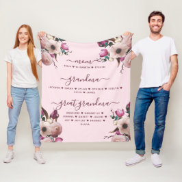 Cobertor De Velo Mãe Avó & Bisavó Com Nomes Florais