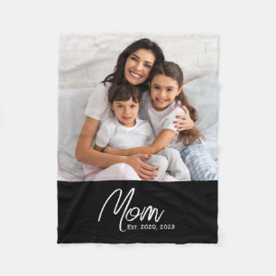 Cobertor De Velo Mãe criou Foto de Script Moderno Preto