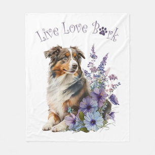 Cobertor De Velo Mãe de Australian Shepherd Floral