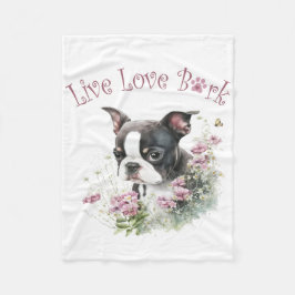 Cobertor De Velo Mãe de Boston Terrier Floral