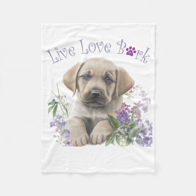 Cobertor De Velo Mãe de Cachorro Labrador Floral (Frente)
