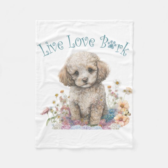 Cobertor De Velo Mãe de Cachorro Poodle Floral (Frente)