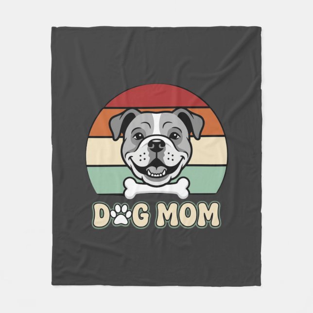 Cobertor De Velo Mãe de Cachorro Retro Bulldog Vetor (Frente)