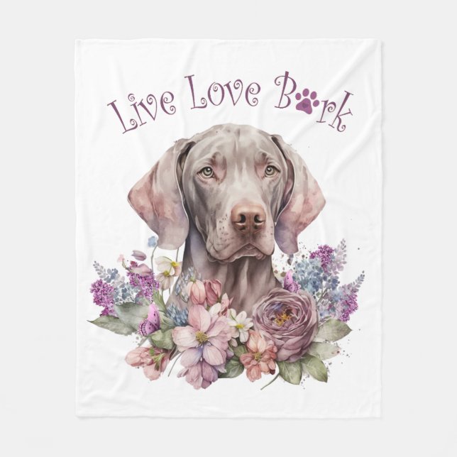 Cobertor De Velo Mãe de Cachorro Weimaraner Floral (Frente)