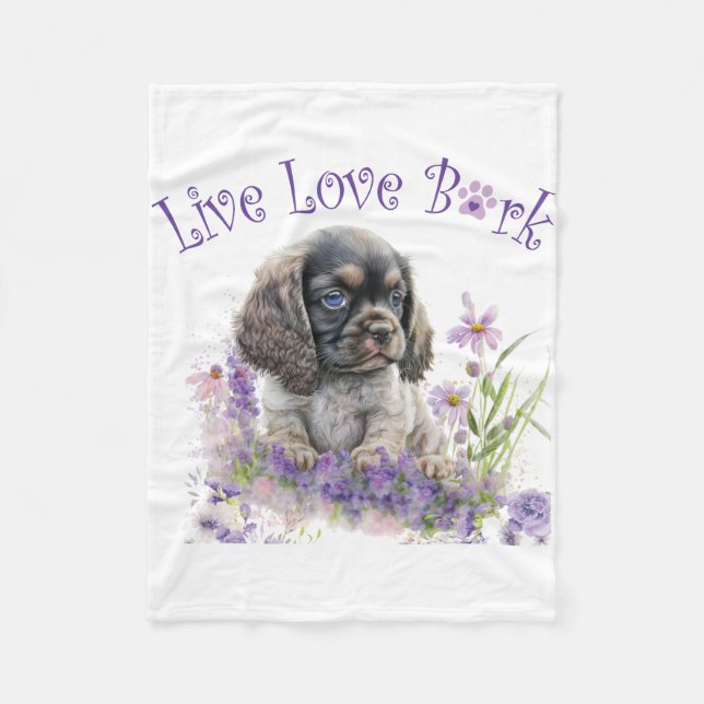 Cobertor De Velo Mãe de Cocker Spaniel Floral (Frente)
