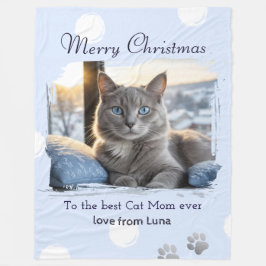 Cobertor De Velo Mãe de Gato Foto Personalizada de Natal do Animal 