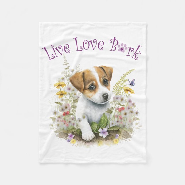 Cobertor De Velo Mãe de Jack Russell Floral (Frente)