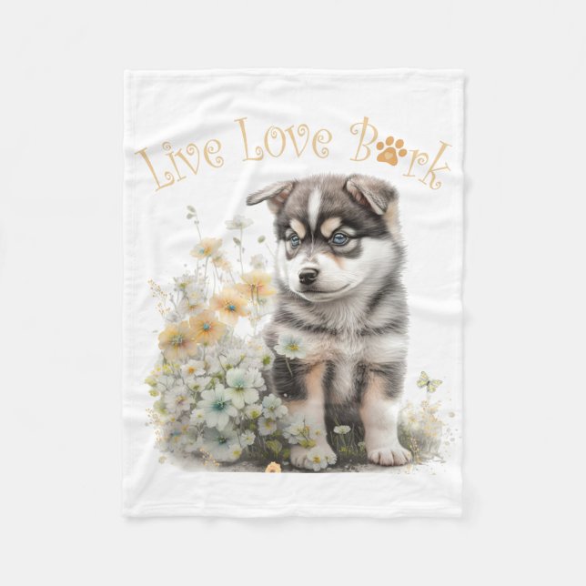Cobertor De Velo Mãe de Malamute do Alasca Floral (Frente)