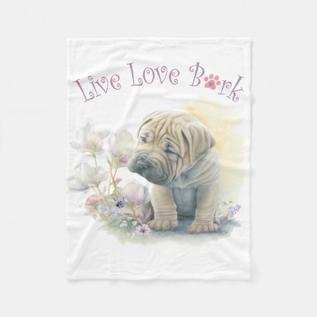 Cobertor De Velo Mãe de Shar-pei Floral (Frente)