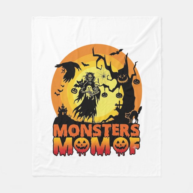 Cobertor De Velo Mãe dos Monstros Dia das Bruxas Monstro Fantasma E (Frente)