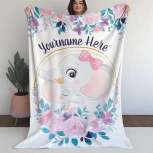 Cobertor De Velo Mãe e Elefante Bebês, cor-de-rosa, coroa