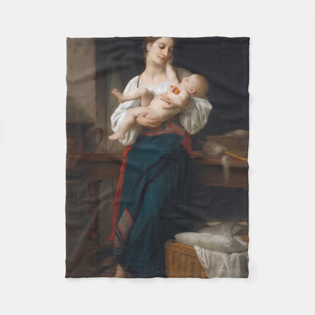 Cobertor De Velo Mãe e Filho (por Bouguereau) (Frente)