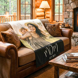 Cobertor De Velo Mãe Estabeleceu Foto de Script Moderno Preto