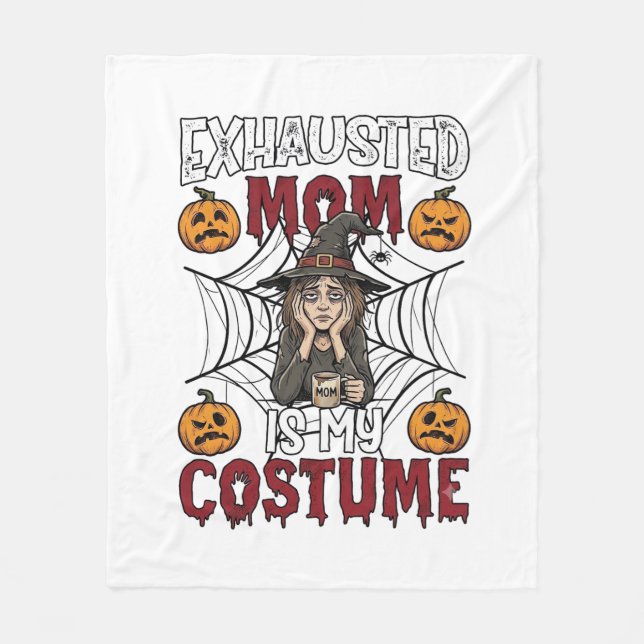 Cobertor De Velo Mãe Exausta É Fantasia Bruxa de Halloween Café Abó (Frente)