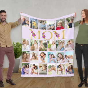 Cobertor De Velo Mãe Letras Florais 24 Colagem de Fotos Vertical L