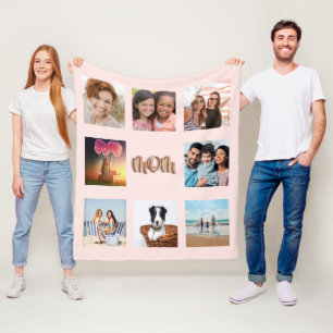 Cobertor De Velo Mãe rosa dourada foto de colagem