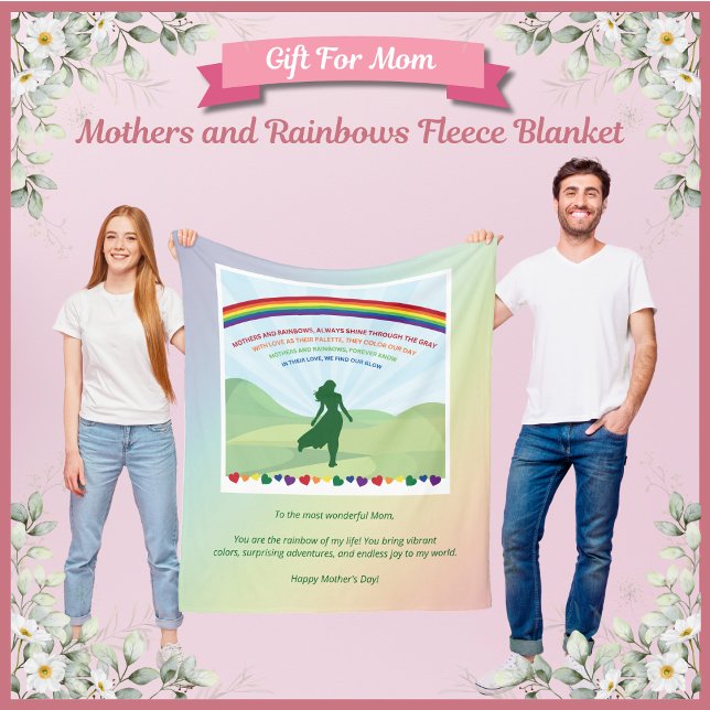 Cobertor De Velo Mães e Rainbows Dia de as mães Flece Blanket (Mother’s and Rainbows Fleece Blanket)