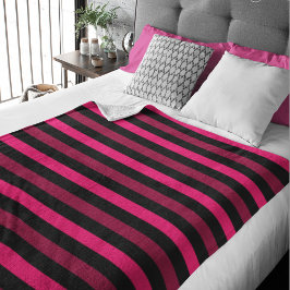 Cobertor De Velo Magenta e Black Stripes Grande Folha