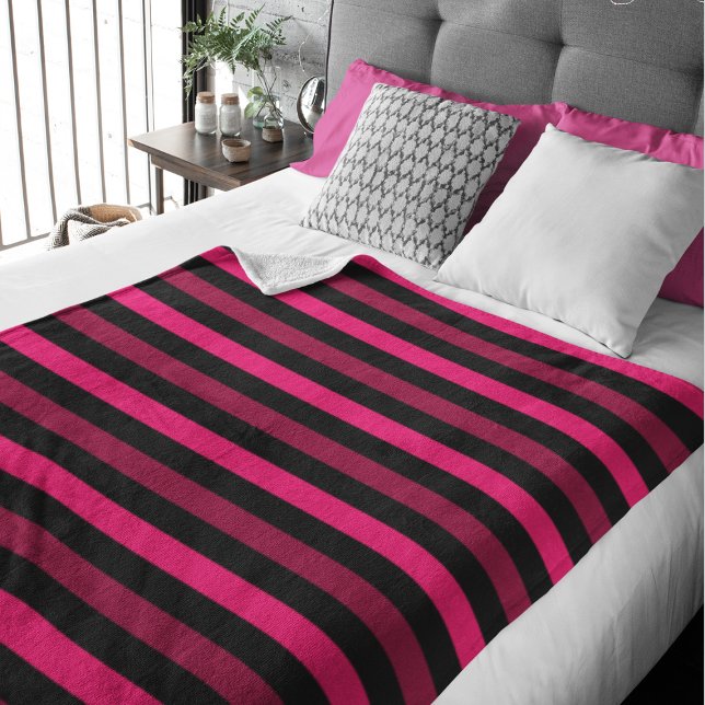 Cobertor De Velo Magenta e Black Stripes Grande Folha (Criador carregado)