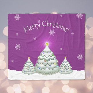 Cobertor De Velo Magenta Snowy Árvore de Natal