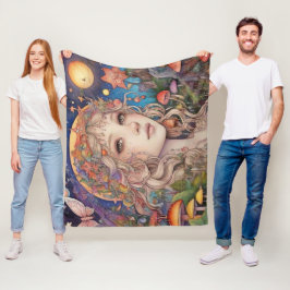 Cobertor De Velo Magia Fantasia Mística Garota Folha