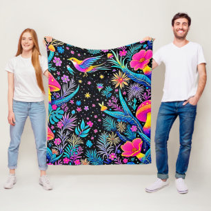 Cobertor De Velo Magical Neon Forest Night Design