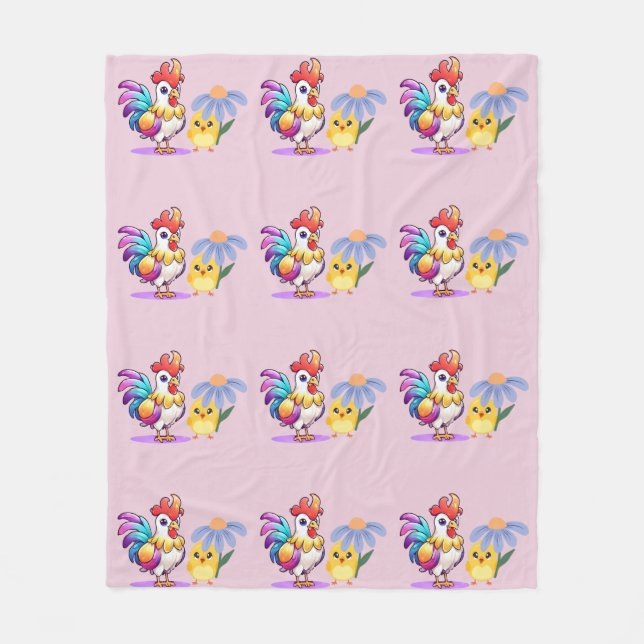 Cobertor De Velo Magical Rooster Baby Girl Fleece Blanket (Frente)