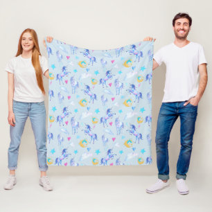 Cobertor De Velo Magical Unicorn Pattern Watercolor Design