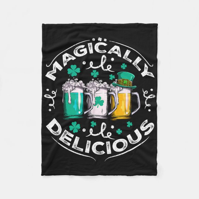 Cobertor De Velo Magicamente Delicioso Dia de São Patrício Bebendo  (Frente)