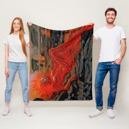 Cobertor De Velo "Magma Dormindo" - Retrato de Mulher Vulcânica