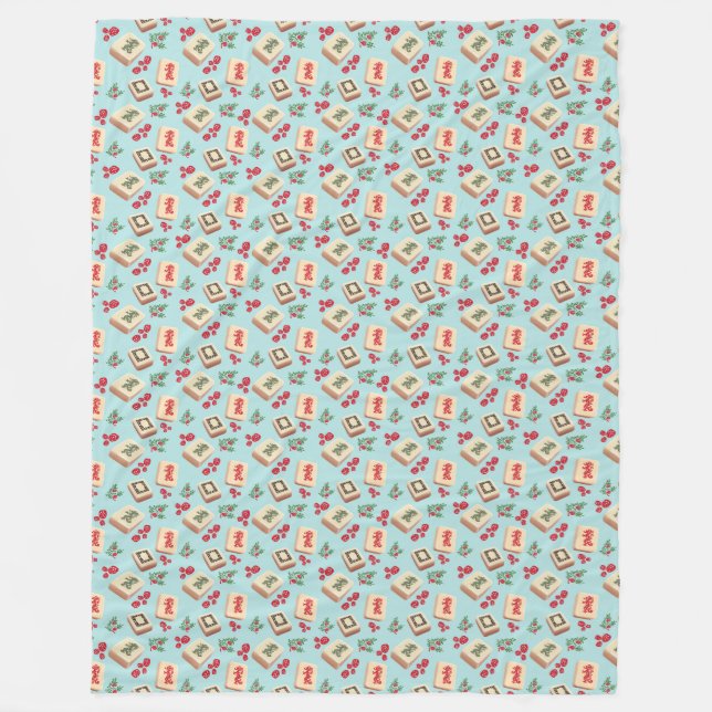Cobertor De Velo Mah jong Dragon Azulejo Fleece Blanket (Frente)