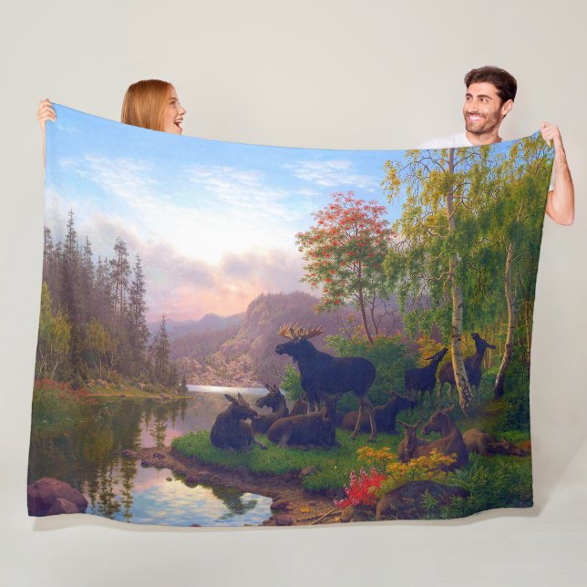 Cobertor De Velo Maiestoso alce em uma paisagem de outono na Suécia (In Situ)